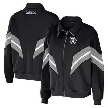 Женская одежда Erin Andrews Черная куртка с молнией во всю длину Las Vegas Raiders Yarn Dye Stripe