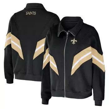 Женская одежда Erin Andrews Черная куртка с молнией во всю длину New Orleans Saints Yarn Dye Stripe