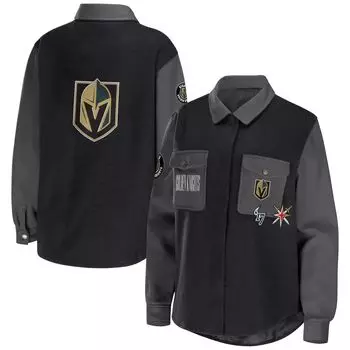 Женская одежда Erin Andrews, черная/серая куртка-рубашка на пуговицах Vegas Golden Knights с цветными блоками