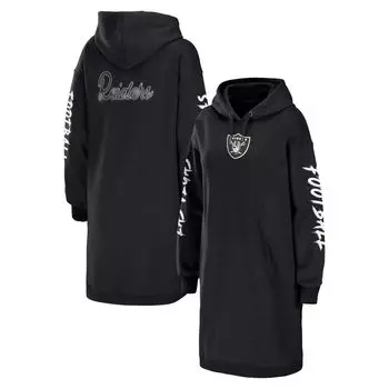 Женская одежда Erin Andrews, черное платье с капюшоном Las Vegas Raiders