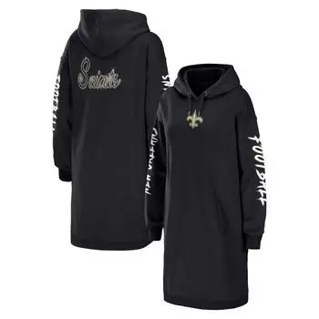 Женская одежда Erin Andrews: черное платье с капюшоном New Orleans Saints