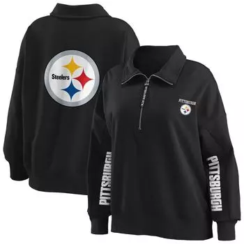 Женская одежда Erin Andrews Черный свитшот с молнией до половины Pittsburgh Steelers