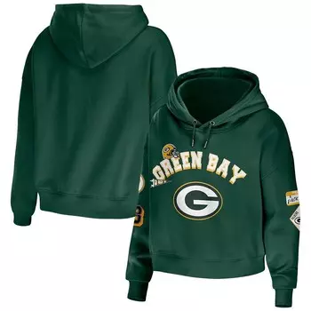 Женская одежда Erin Andrews Green Green Bay Packers Скромный укороченный пуловер с капюшоном WEAR by Erin Andrews, цвет Pkr Green