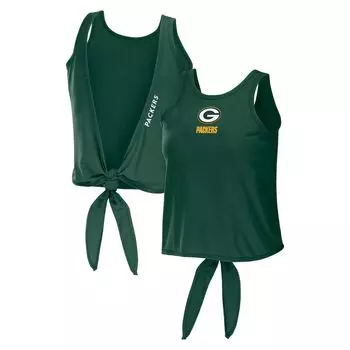 Женская одежда Erin Andrews Green Майка Green Bay Packers с открытой спиной и завязками на спине