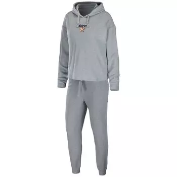 Женская одежда Erin Andrews Heather Grey Houston Astros Logo Пуловер с капюшоном и брюками Комплект для сна