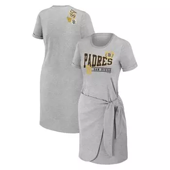 Женская одежда Erin Andrews Хизер Серое платье-футболка с узлом San Diego Padres