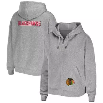 Женская одежда Erin Andrews Хизер Серый худи с молнией во всю длину Chicago Blackhawks