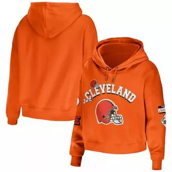 Женская одежда Erin Andrews Orange Cleveland Browns Скромный укороченный пуловер с капюшоном
