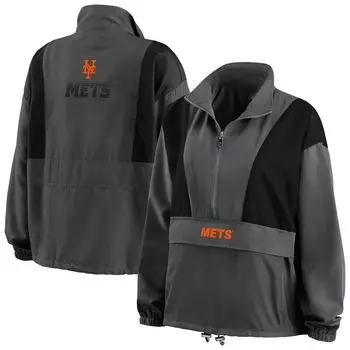 Женская одежда Erin Andrews Темно-серая складная куртка с молнией до половины New York Mets