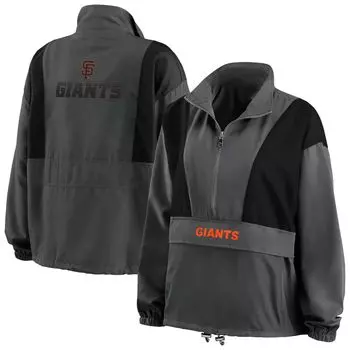 Женская одежда Erin Andrews Темно-серая складная куртка с молнией до половины San Francisco Giants