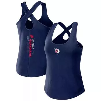 Женская одежда Erin Andrews Темно-синяя майка Cleveland Guardians с перекрестной спиной