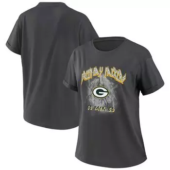 Женская одежда Erin Andrews Темно-угольная футболка-бойфренд Green Bay Packers