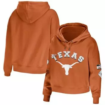 Женская одежда Erin Andrews Texas Orange Укороченный пуловер с капюшоном в смешанной технике Texas Longhorns