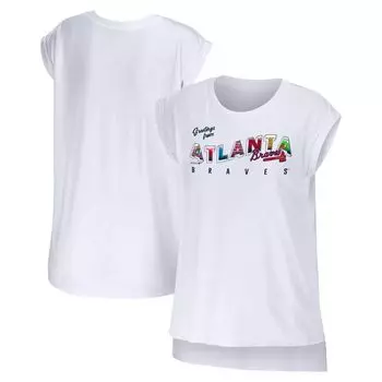 Женская одежда от Erin Andrews Белая футболка Atlanta Braves Greetings From