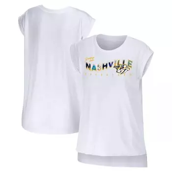 Женская одежда от Erin Andrews Белая футболка Nashville Predators Greeting From Muscle