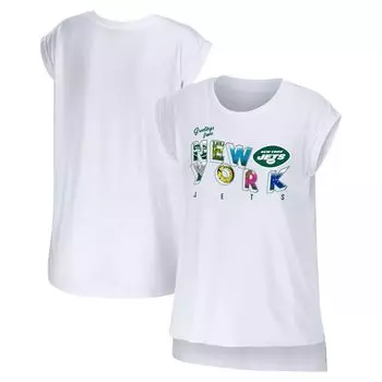 Женская одежда от Erin Andrews Белая футболка New York Jets Greeting From Muscle