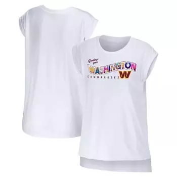 Женская одежда от Erin Andrews Белая футболка Washington Commanders Greeting From Muscle