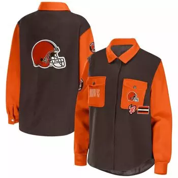Женская одежда от Erin Andrews Brown Куртка-рубашка на пуговицах Cleveland Browns