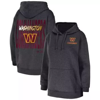 Женская одежда от Erin Andrews Heather Charcoal Washington Commanders Флисовый пуловер с капюшоном
