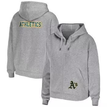 Женская одежда от Erin Andrews Хизер Серый худи с молнией во всю длину Oakland Athletics