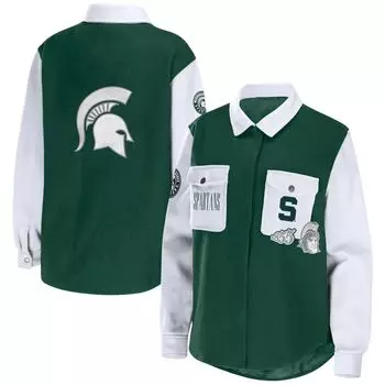 Женская одежда от Erin Andrews Hunter Green Michigan State Spartans куртка-рубашка на пуговицах