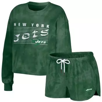 Женская одежда от Erin Andrews Kelly Green New York Jets, укороченный пуловер с короткими рукавами и шортами, комплект для отдыха