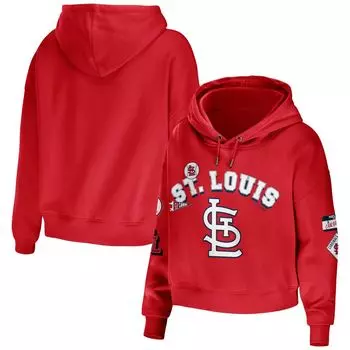 Женская одежда от Erin Andrews Красный укороченный пуловер с капюшоном St. Louis Cardinals Modest Patches