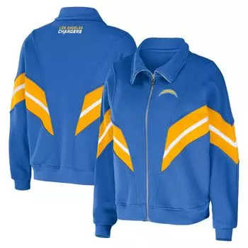 Женская одежда от Erin Andrews Пудрово-синяя куртка с молнией во всю длину Los Angeles Chargers Yarn Dye Stripe