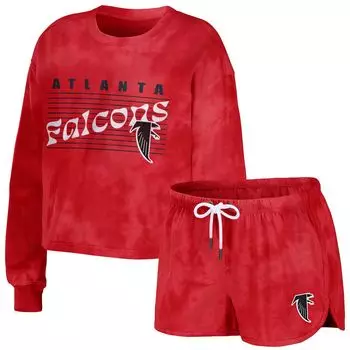 Женская одежда от Erin Andrews Red Atlanta Falcons, укороченный пуловер с короткими рукавами и шортами в стиле тай-дай, комплект для отдыха
