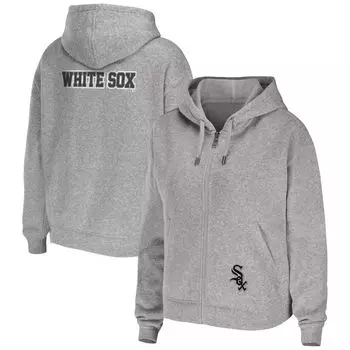 Женская одежда от Erin Andrews: толстовка с капюшоном на молнии во всю длину Heather Grey Chicago White Sox