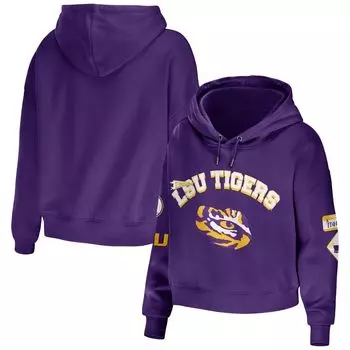 Женская одежда WEAR by Erin Andrews Фиолетовый укороченный пуловер с капюшоном LSU Tigers, смешанная техника