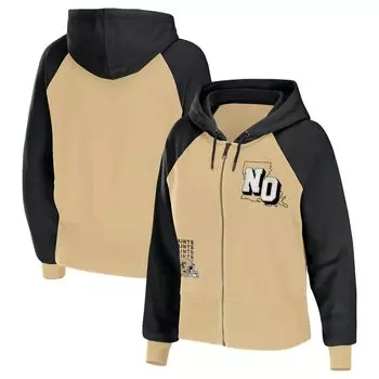 Женская одежда WEAR by Erin Andrews Gold New Orleans Saints с капюшоном с цветными блоками и молнией во всю длину