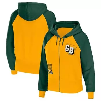 Женская одежда WEAR by Erin Andrews Gold Green Bay Packers худи с цветными блоками и молнией во всю длину