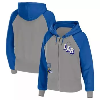 Женская одежда WEAR by Erin Andrews Серая толстовка с молнией во всю длину Los Angeles Rams Colorblock