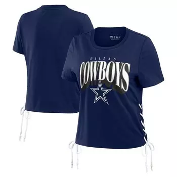 Женская одежда WEAR by Erin Andrews Темно-синяя укороченная футболка Dallas Cowboys со шнуровкой по бокам, цвет Cow Navy
