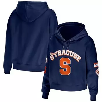 Женская одежда WEAR by Erin Andrews Темно-синий укороченный пуловер с капюшоном Syracuse Orange, смешанная техника