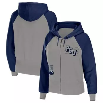 Женская одежда WEAR от Erin Andrews Серая толстовка с молнией во всю длину и реглан Penn State Nittany Lions