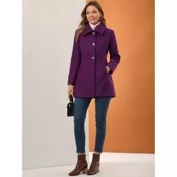 Женская однобортная верхняя одежда с отложным воротником, зимнее пальто с карманами ALLEGRA K, розовый