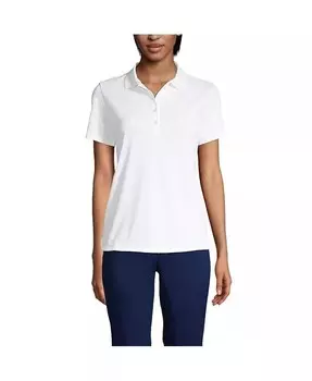 Женская однотонная активная рубашка-поло с короткими рукавами Lands' End, белый