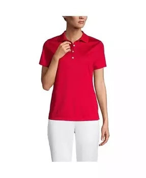 Женская однотонная активная рубашка-поло с короткими рукавами Lands' End, красный