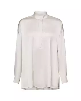 Женская однотонная блузка из атласа и вискозы Esprit Collection, цвет Crema