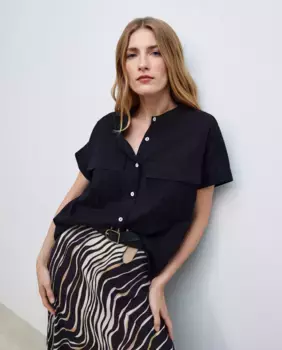 Женская однотонная блузка с короткими рукавами Woman El Corte Ingls, черный