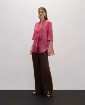 Женская однотонная блузка с V-образным вырезом 3/4 Woman Limited El Corte Ingls, розовый