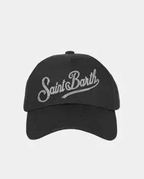 Женская однотонная черная бейсболка с контрастной вышивкой спереди MC2 Saint Barth, черный