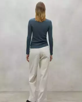 Женская однотонная футболка с длинными рукавами и круглым вырезом Ecoalf, синий