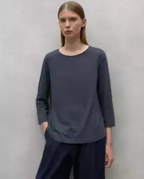 Женская однотонная футболка с длинными рукавами и круглым вырезом Ecoalf, темно-серый