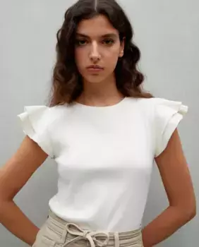 Женская однотонная футболка с коротким рукавом Easy Wear, цвет 120 Crudo