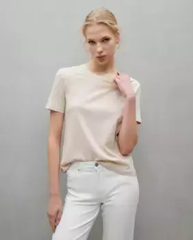 Женская однотонная футболка с коротким рукавом Easy Wear, бежевый