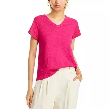 Женская однотонная футболка с V-образным вырезом Wilt, цвет azalea