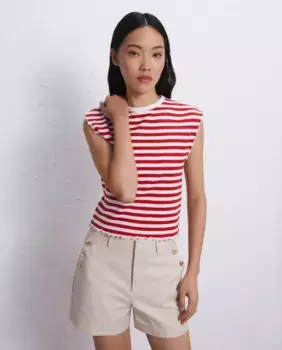 Женская однотонная махровая футболка в полоску Easy Wear, красный